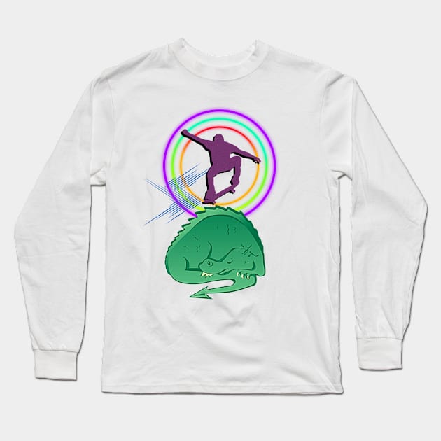 Skate the Dragon Kids Sports Skateboarder Long Sleeve T-Shirt by EvolvedandLovingIt